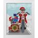 Fab Funky 15x18 White Modern Wood Framed Museum Art Print Titled - Christmas Mutts Christmas Chopper