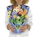 FRESHCUT PAPER Pop Up Cards, Tropical Bloom, 12 inch Life Sized Forever Flower Bouquet 3D Popup Greeting Cards with Note Card and Envelope - Birds of Paradise & Lotus Blossom Flowers