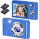 Digital Camera 1080P Full HD Compact Camera 36MP Vlogging Camera with 16X Digital Zoom, FamBrow Photo Camera 2.4 Inch LCD Mini Video Camera for Students/Children/Adults/Beginners (Blue)