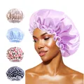 Bonnet de bain en satin double couche pour femme accessoire de coiffure bouclé pour dormir pour