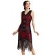 BABEYOND Damen Flapper Kleider voller Pailletten Retro 1920er Party Damen Kostüm Kleid Rot, 3XL