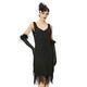 BABEYOND Damen Kleid voller Pailletten 20er Stil Runder Ausschnitt Inspiriert von Great Gatsby Kostüm Kleid (Schwarz, XS (Fits 70-74 cm Waist))