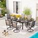 Lark Manor™ Argyri Rectangular 6 - Person 84" Long Outdoor Dining Set Metal in Black | 84 W x 37.5 D in | Wayfair 158BB6374EA14F4282B4EC99D3534B7A