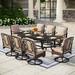 Lark Manor™ Argyri 8 - Person Outdoor Patio Dining Set Featuring Swivel Dining Chairs & Extendable Table, in Black/Brown | 84 W x 37.5 D in | Wayfair