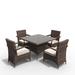 Direct Wicker Square 4 - Person 39.37" Long Outdoor Dining Set w/ Cushions Wicker/Rattan in Brown | 39.37 W in | Wayfair PAD-1710TA&1122CH4-BR