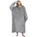 Catalonia Full Body Blanket Hoodie Sweatshirt, Extra Long Oversized Comfortable Sherpa Lounging Pullover Polyester in Gray | 48 H x 70 W in | Wayfair