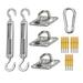 Jikolililili 18 Pcs Sun Shade Hardware Kit for Rectangle Shade Sail - Retractable 4.8 to 8 304 Marine Grade Stainless Steel Sun Shade Sail Installation Replacement in Outdoor Patio Lawn Garden