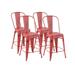 HOMY CASA Industrial 24 Metal Counter Height Bar Stools Set of 4 Stackable Style Red