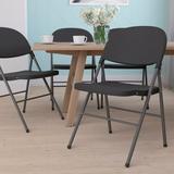 Flash Furniture Plastic Armless Folding Chair With Charcoal Frame Black 4/Pack 4DADYCD50