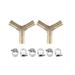 Unique Bargains 2Set 10mm Y Shaped Hose Barb Y Barbed Tube Pipe Fitting Brass Hose Fitting Connector with Clamps