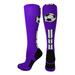 Soccer Socks with Soccer Ball Logo Over the Calf (Purple/Black/White Large)