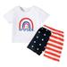 JDEFEG Toddler Summer Clothes for Boys Flag Girls Tops Independence American Boys Summer Outfits Day Shorts Shirt Short Set Years Kids Toddler Sleeve 15 T Boys Outfits&Set Suite Set White 120
