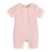JDEFEG Clothes for Little Boy Summer 1 Piece Outfit Baby Girls Boys Cotton Ribbed Romper Jumpsuit Short Sleeve Playsuit Pants Clothes Clothes Boys Pink 60