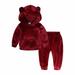 YYDGH 2Pcs Toddler Baby Boys Girl Velvet Cute Ear Hooded Sweatshirt Tops Pant Set Fleece Tracksuit Outfits Set(Red 6-12 Months)