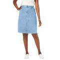 Plus Size Women's True Fit Stretch Denim Short Skirt by Jessica London in Light Wash (Size 14)