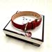 Coach Dog | Coach Red Leather Dog Collar With Heart Charm New In Box - Size Xs | Color: Red | Size: Xs