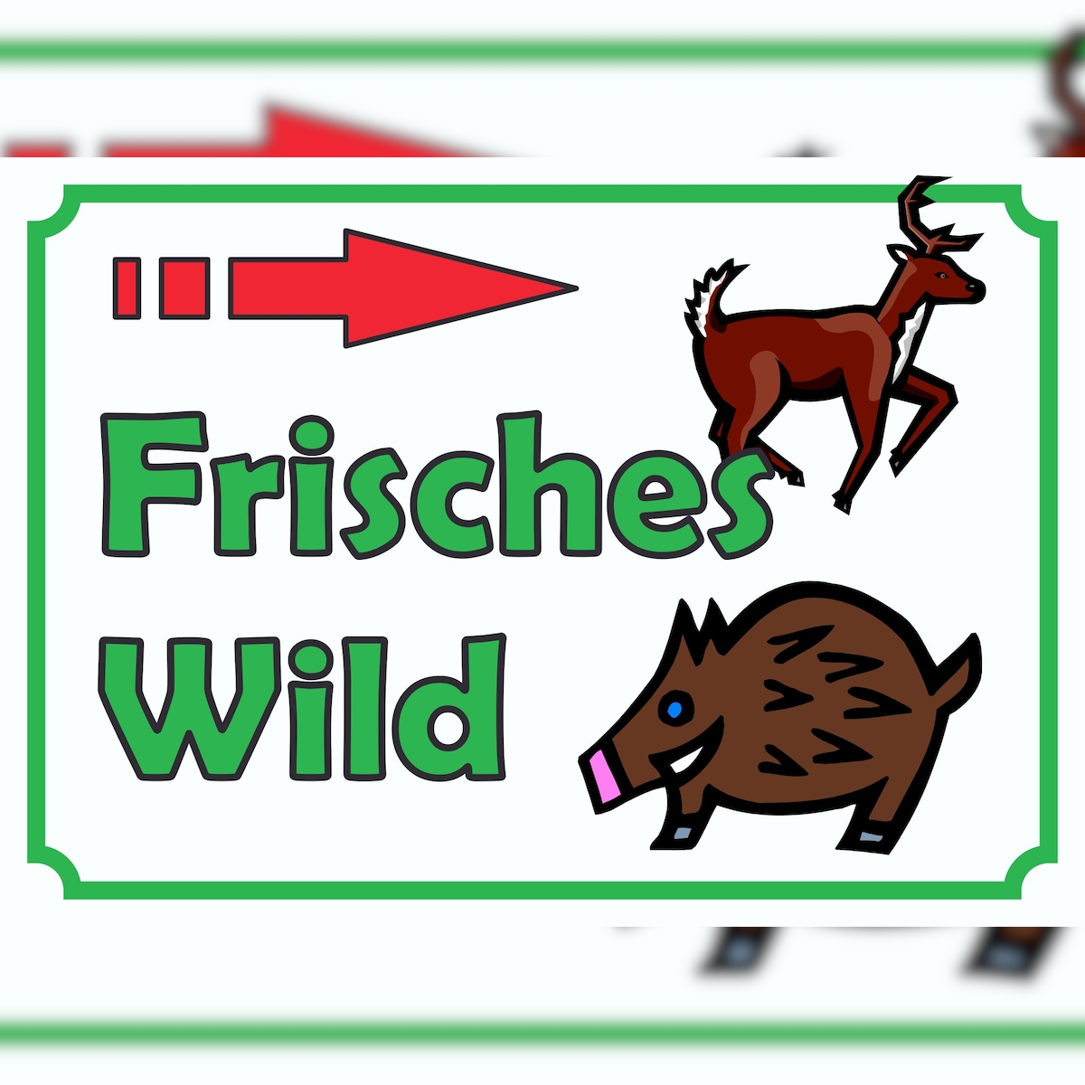 Verkaufsschild Schild Frisches Wild rechts A1 Rückseite selbstklebend Image