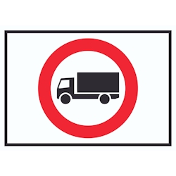 LKW Durchfahrt verboten Symbol Schild A0 Rückseite selbstklebend