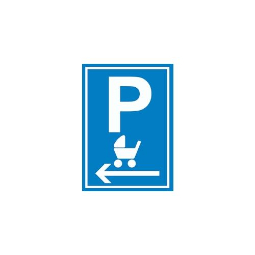 Kinderwagen Parkplatz links Schild A2 Rückseite selbstklebend