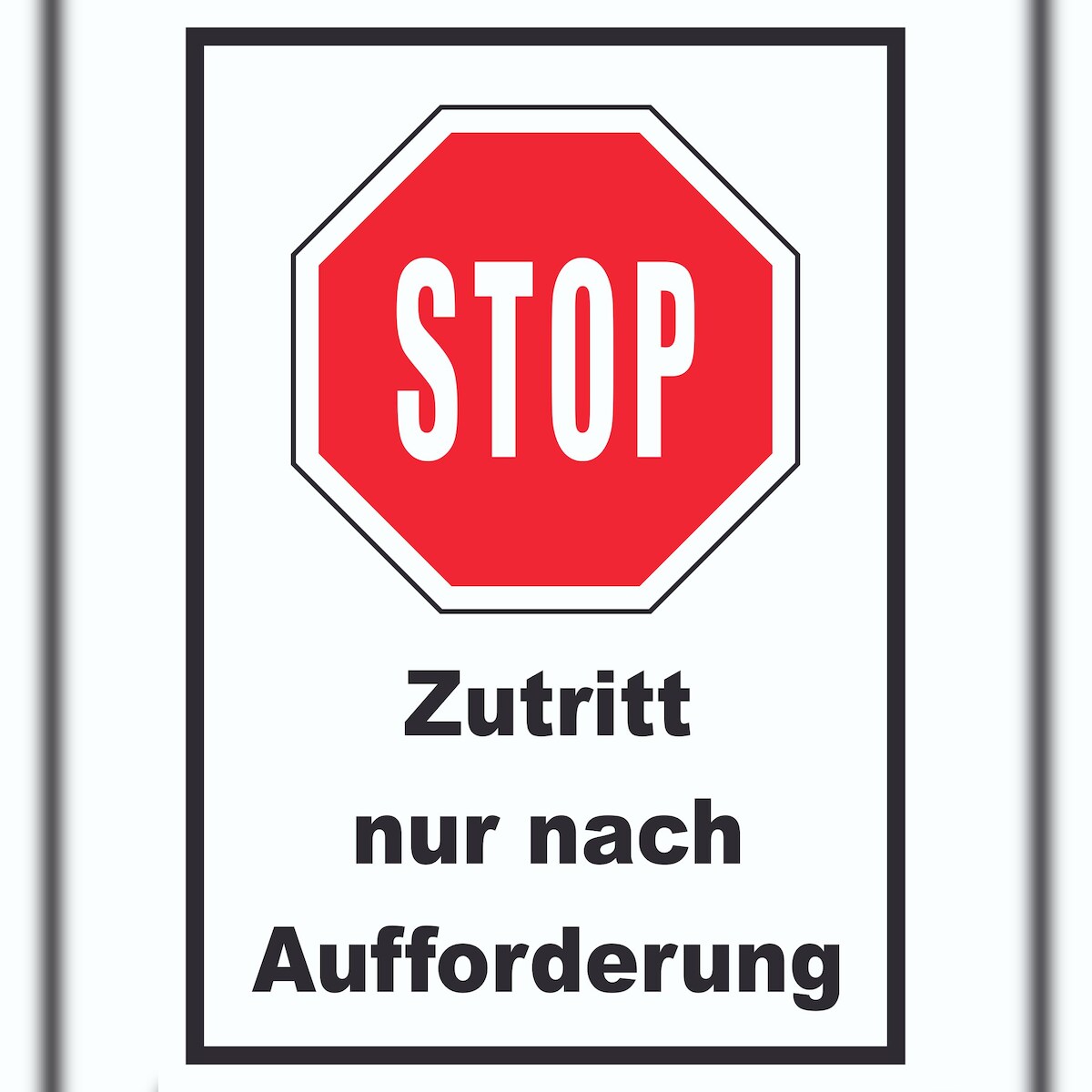 Stop Zutritt nur nach Aufforderung Schild A2 Rückseite selbstklebend Image