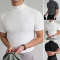 2023 printemps été hommes à manches courtes coton décontracté hommes T-shirt col haut chemise homme