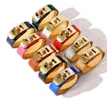 Bracelet en cuir PU plaqué or pour femmes 10 couleurs simple couche cercle en cuir boucle