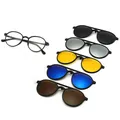 Lunettes de soleil à clip polarisées rondes vintage pour hommes et femmes lunettes à clips