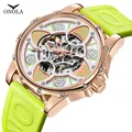 ONOLA-Montre mécanique entièrement automatique creuse pour homme montre-bracelet de sport étanche