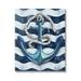 Stupell Industries Nautical Anchor Wavy Navy Stripes Graphic Art Gallery Wrapped Canvas Print Wall Art Design by Paul Brent
