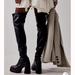 Free People Shoes | Free People Double Stack Over The Knee Boots Black Size Us9 Eu39 | Color: Black | Size: 9