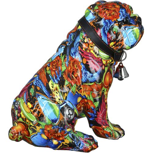 „Tierfigur CASABLANCA BY GILDE „“Mops Urban Graffiti““ Dekofiguren Gr. B/H/T: 22 cm x 23 cm x 17 cm, bunt Tierfiguren“