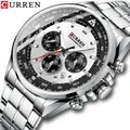 CURREN – montre-bracelet de luxe pour hommes chronographe sportif à Quartz en acier inoxydable