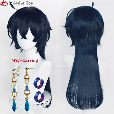 Perruque Cosplay Anime Vanitas No Karte 68cm de Long Bleu Noir Perruques de Cheveux à Degré de