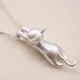 Amole-Collier pendentif animal en argent regardé 925 pour femme design mignon chat bijoux pour