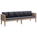 VidaXL 3-Seater Patio Sofa w/ Cushions Poly Rattan Wicker/Rattan in Gray/Brown | 23.6 H x 85.8 W x 26.4 D in | Wayfair 310213