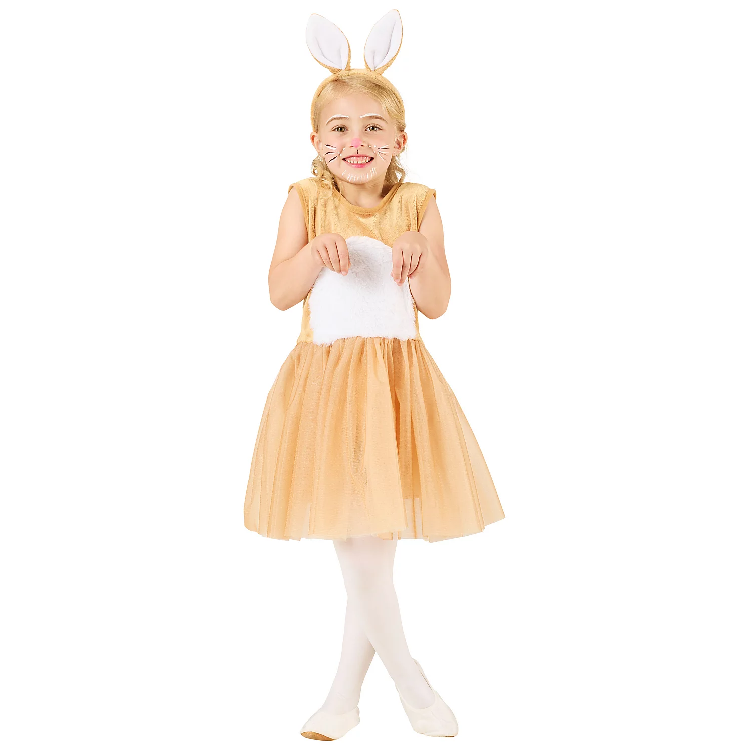 buttinette Kinderkleid Hase, hellbraun/weiß Image