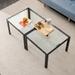 Set of 2 Square Center Table Modern 23.23-inch Coffee Table with Tempered Glass Tabletop End Table with Metal Frame