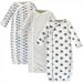 Touched by Nature Baby Organic Cotton Side-Closure Snap Long-Sleeve Gowns 3pk Hedgehog 0-6 Months