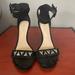 Nine West Shoes | Black Velvet Open Toe 3 1/2 Inch Heel | Color: Black | Size: 8.5