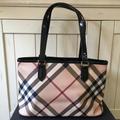 Burberry Bags | Burberry Women's Color Patent Leather / Coated Canvas Tote | Color: Brown/Cream | Size: Os