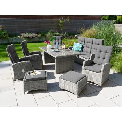 Garten-Essgruppe KONIFERA "Monaco", grau, Polyrattan, Sitzmöbel-Sets, Polyrattan, Aluminium, mit verstellbaren Rückenlehnen, inkl. Auflagen Image