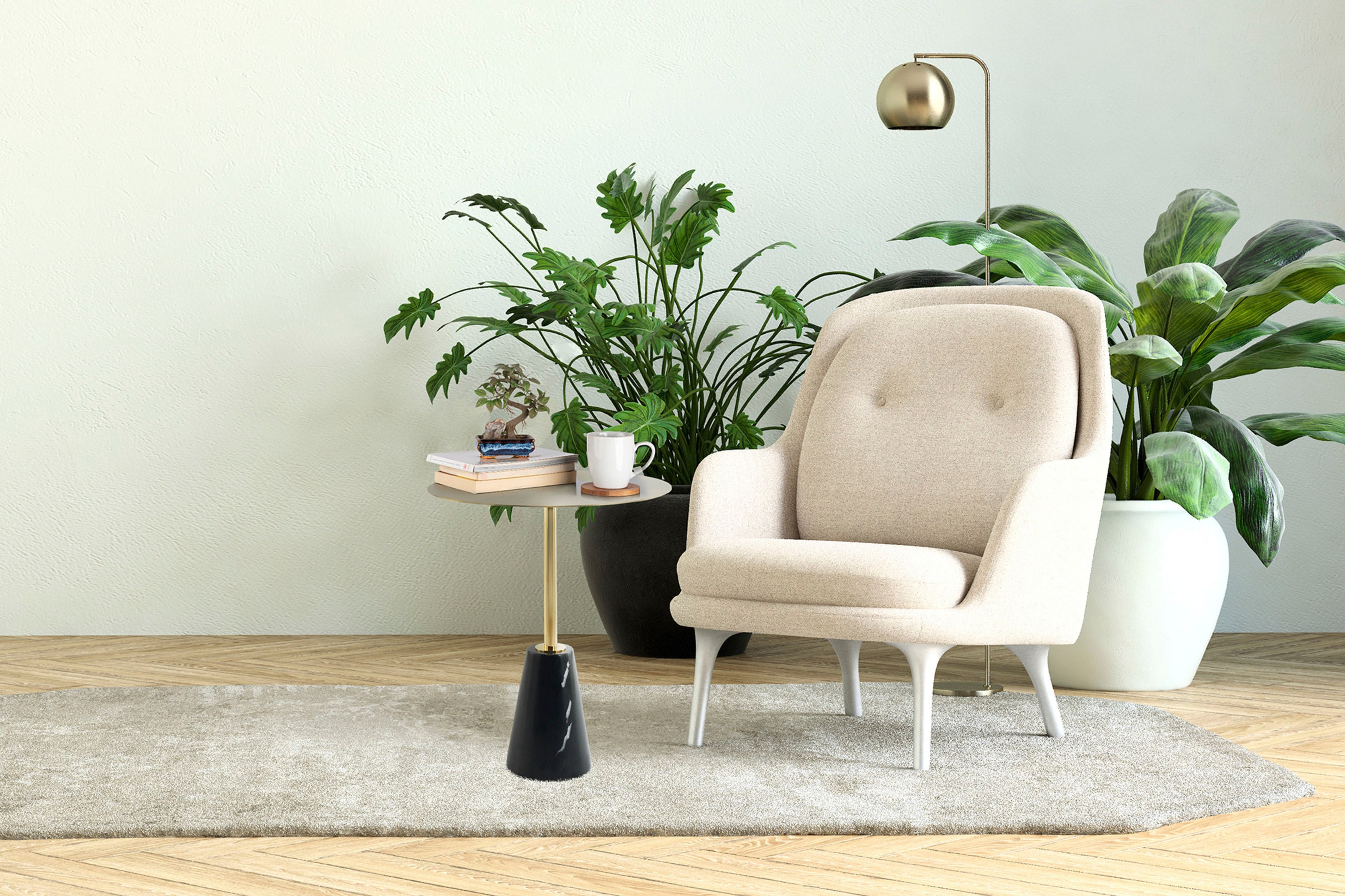 Beistelltisch KAYOOM "Rocio 325, Ausgestattet mit stabilem Marmorfuß, Edelstahl-Gestell", schwarz, B:40cm H:53cm T:40cm, Tischplatte: 100% Edelstahl, Sockel: Marmor, Tische, Beistelltisch, Stabiler Marmorfuß, runde Ablagefläche und Gestell aus...