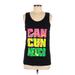 Bodega Sleeveless T-Shirt: Scoop Neck Covered Shoulder Black Graphic Tops - Women's Size Medium