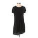 Left Coast by Dolan Casual Dress - DropWaist Crew Neck Short sleeves: Black Print Dresses - Women's Size X-Small