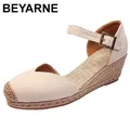 BEYARNE-Espadrilles à l'offre elles compensées pour femme chaussures d'été en toile talons hauts