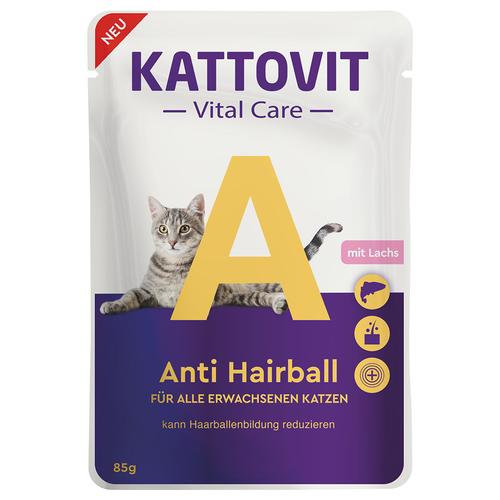 24x85g Kattovit Vital Care Anti Hairball mit Lachs Katzenfutter nass