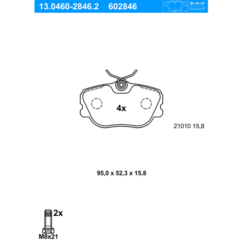 ATE Bremsbelagsatz, Scheibenbremse vorne rechts links für VOLVO 3343433 13.0460-2846.2