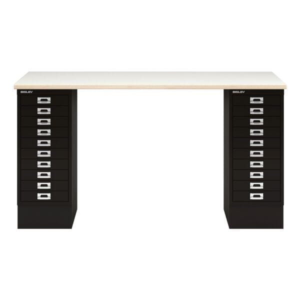 Bisley Schreibtisch »MultiRange« plywood Platte mit 20 Schubladen schwarz, 140x74x60 cm