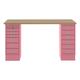 Schreibtisch »MultiRange« eichefarbene Platte mit 14 Schubladen pink, Bisley, 140x74x60 cm