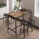 New Industrial Style 5-Piece Kitchen Counter Height Table Set, Home Counter Height Table with 4 Upholstered Stools